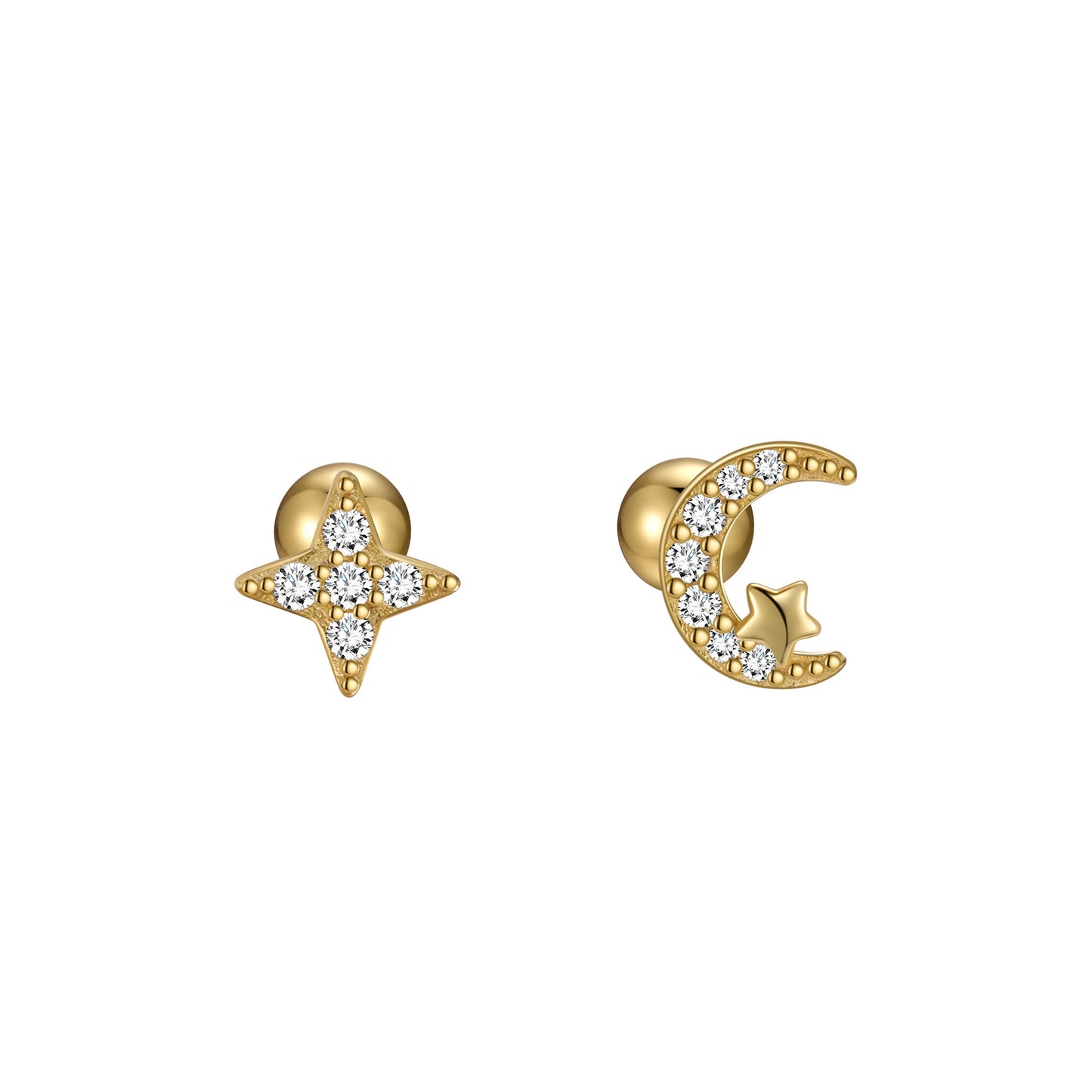 A16 Moon Star Zircon Studs