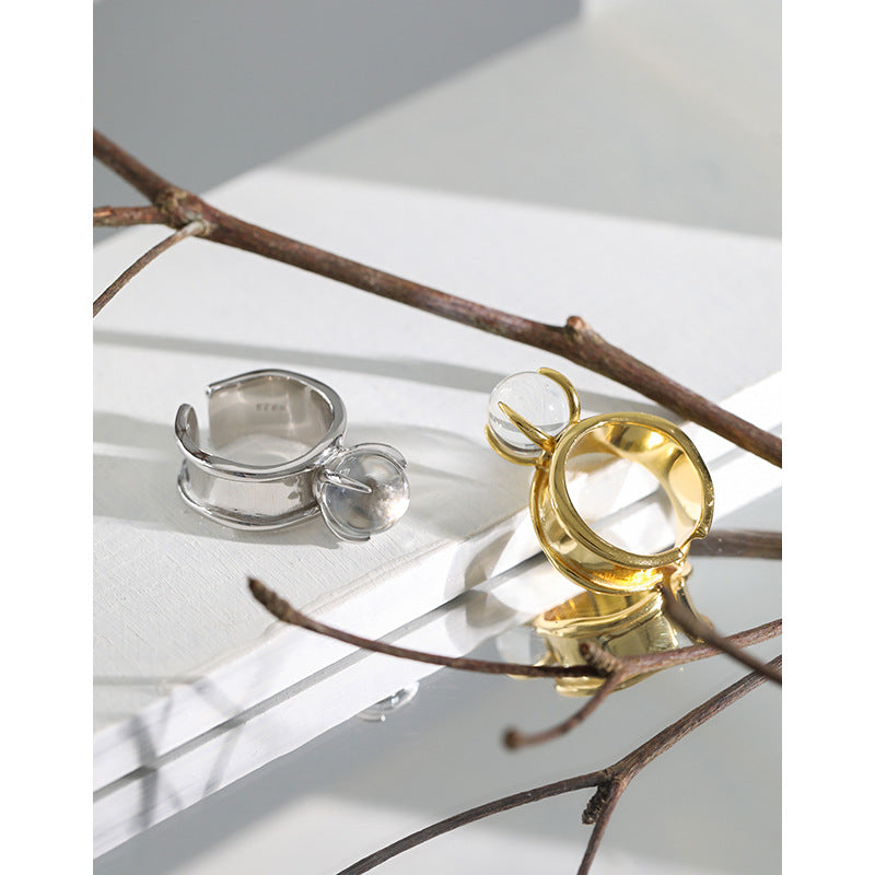 Round Crystal S925 Sterling Silver Rings
