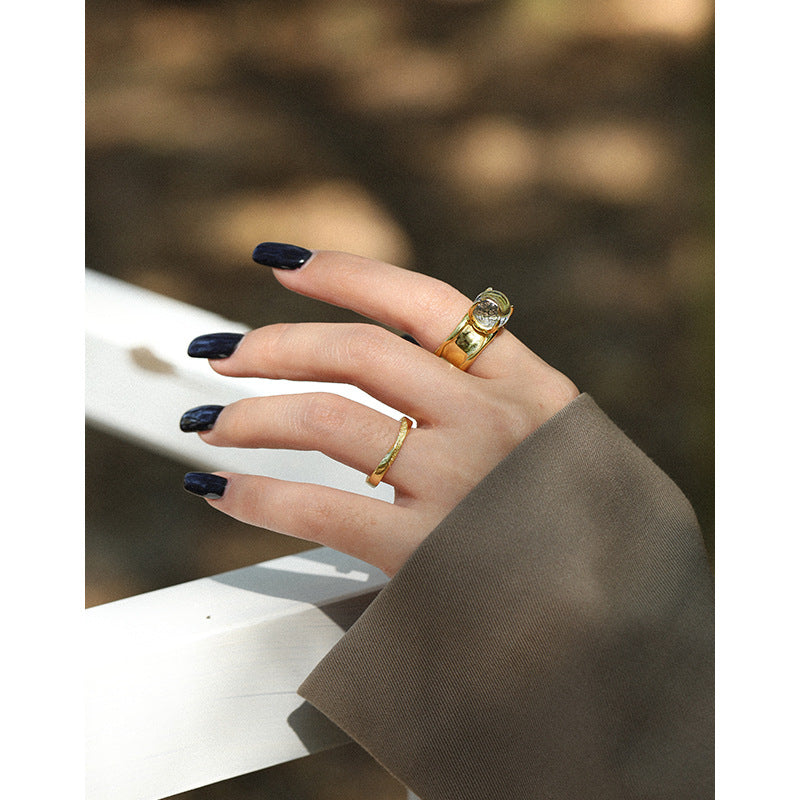 Round Crystal S925 Sterling Silver Rings