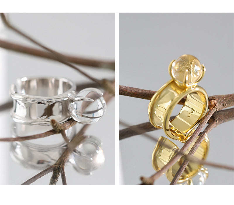 Round Crystal S925 Sterling Silver Rings