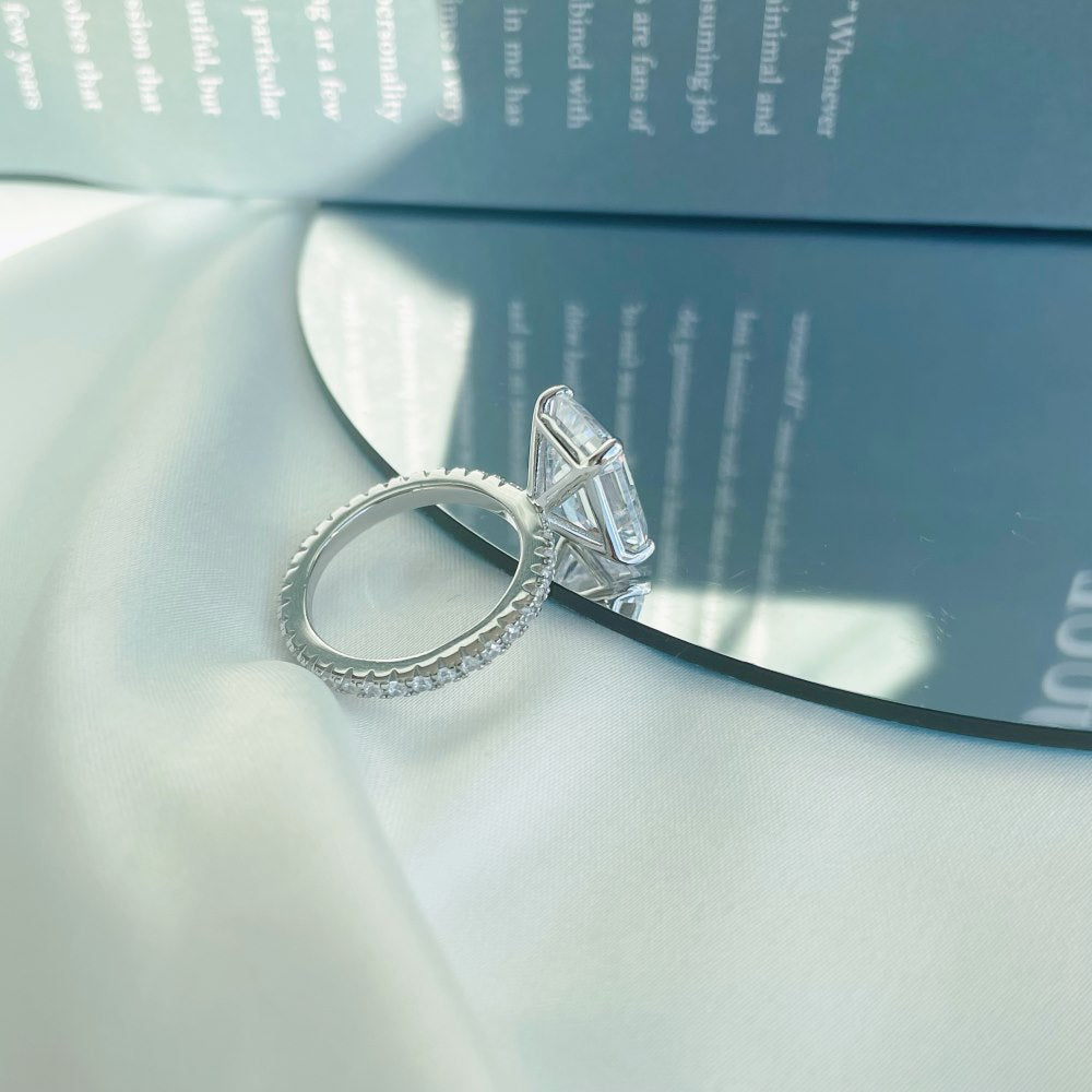 Four Prong White Square Diamond 5A Zircon Ring