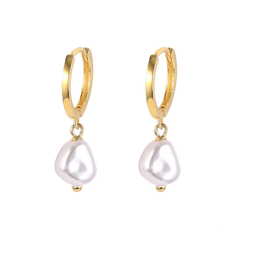 Baroque Freshwater Pearl Drop Hoops