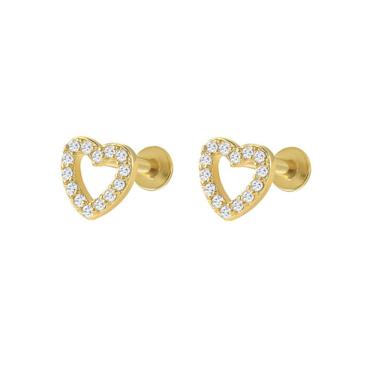 A32 Zircon Heart Flat Back Studs