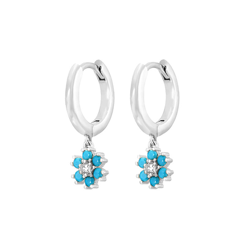 Flower Zircon Pendant Earrings