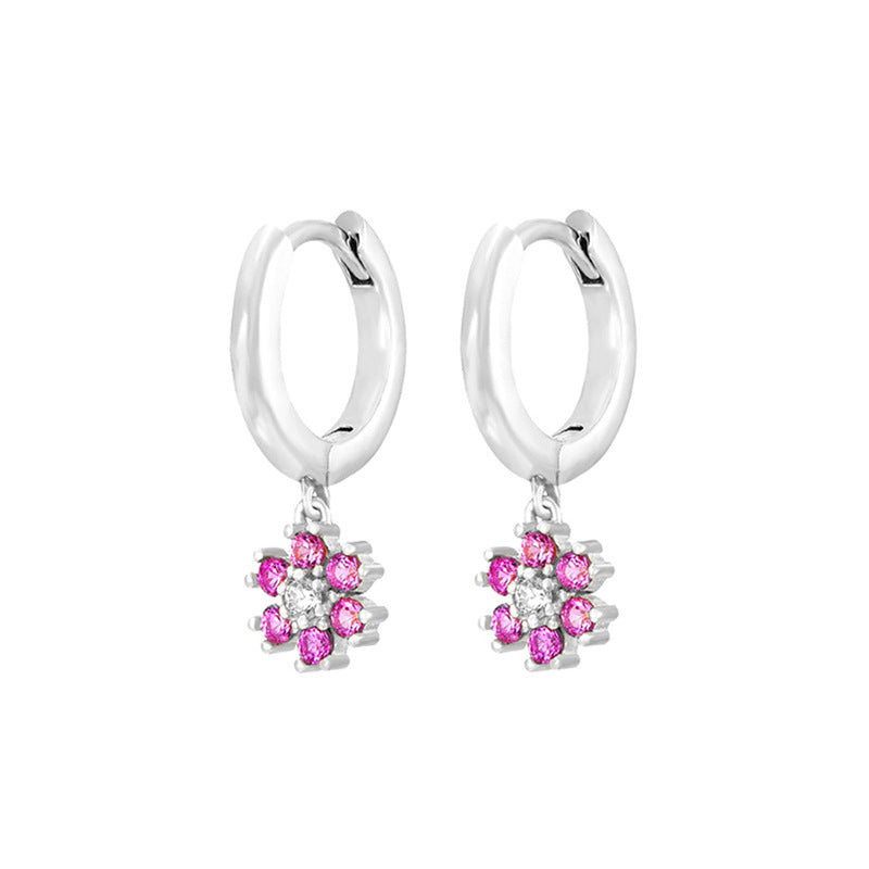 Flower Zircon Pendant Earrings