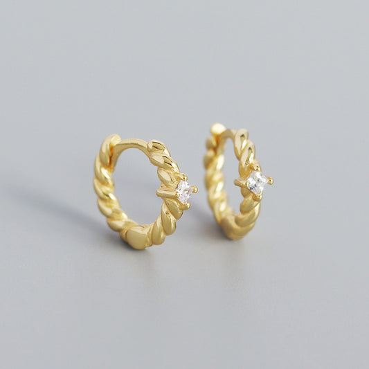 B45  Twist Zircon Hoops