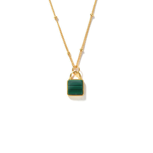 Natural Green Malachite Handbag Necklace