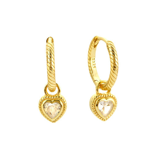 Love Heart Zircon Drop Hoops