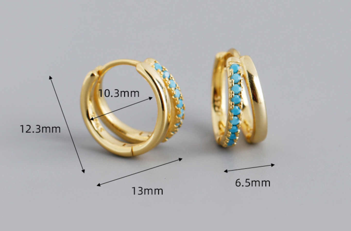 B26  Colored Zirconia Double Hoops