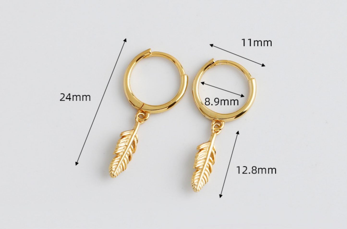 B12  Feather Drop Hoops