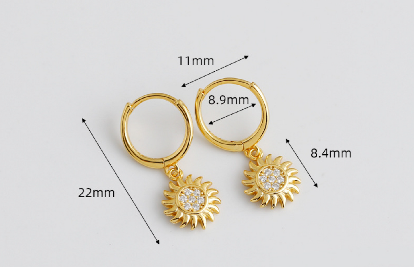 Zircon Sunflower Hoops