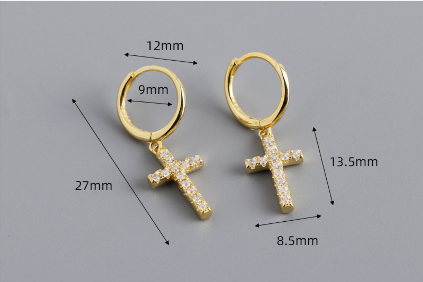 Zircon Cross Drop Hoops