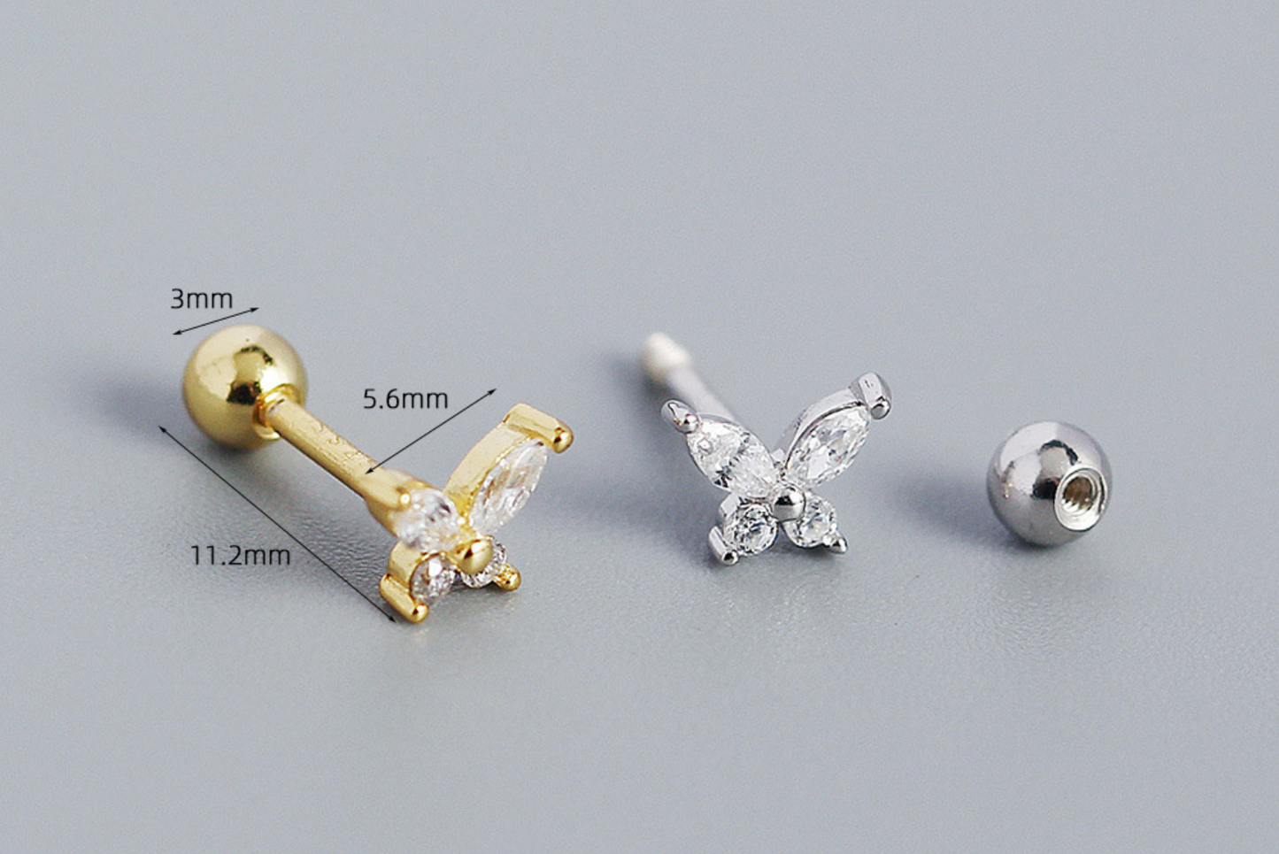 A7  Zircon Butterfly Studs