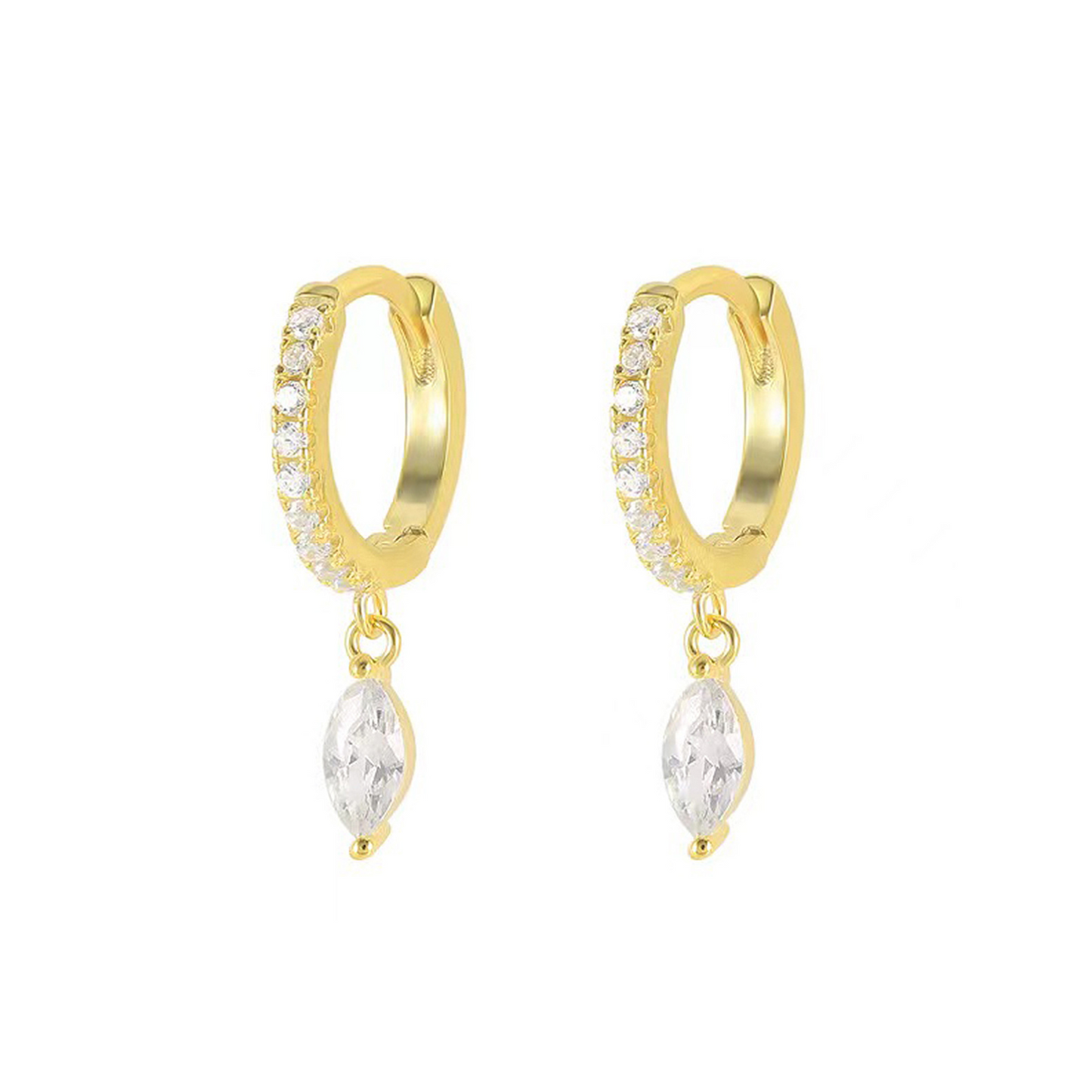 Zircon Marquise Drop Hoops