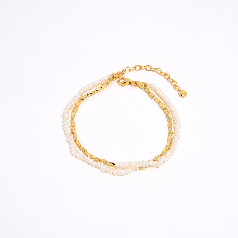 Natural Freshwater Rice Pearls Necklace Bracelet