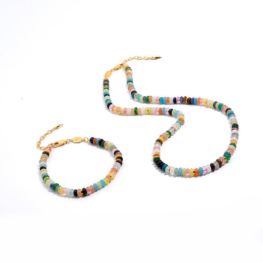 Rainbow Beaded Necklace Bracelet