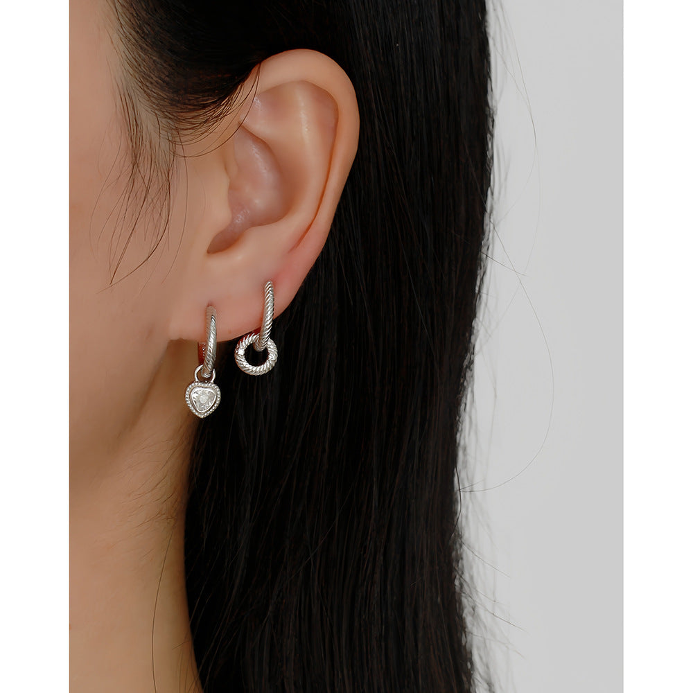 Love Heart Zircon Drop Hoops