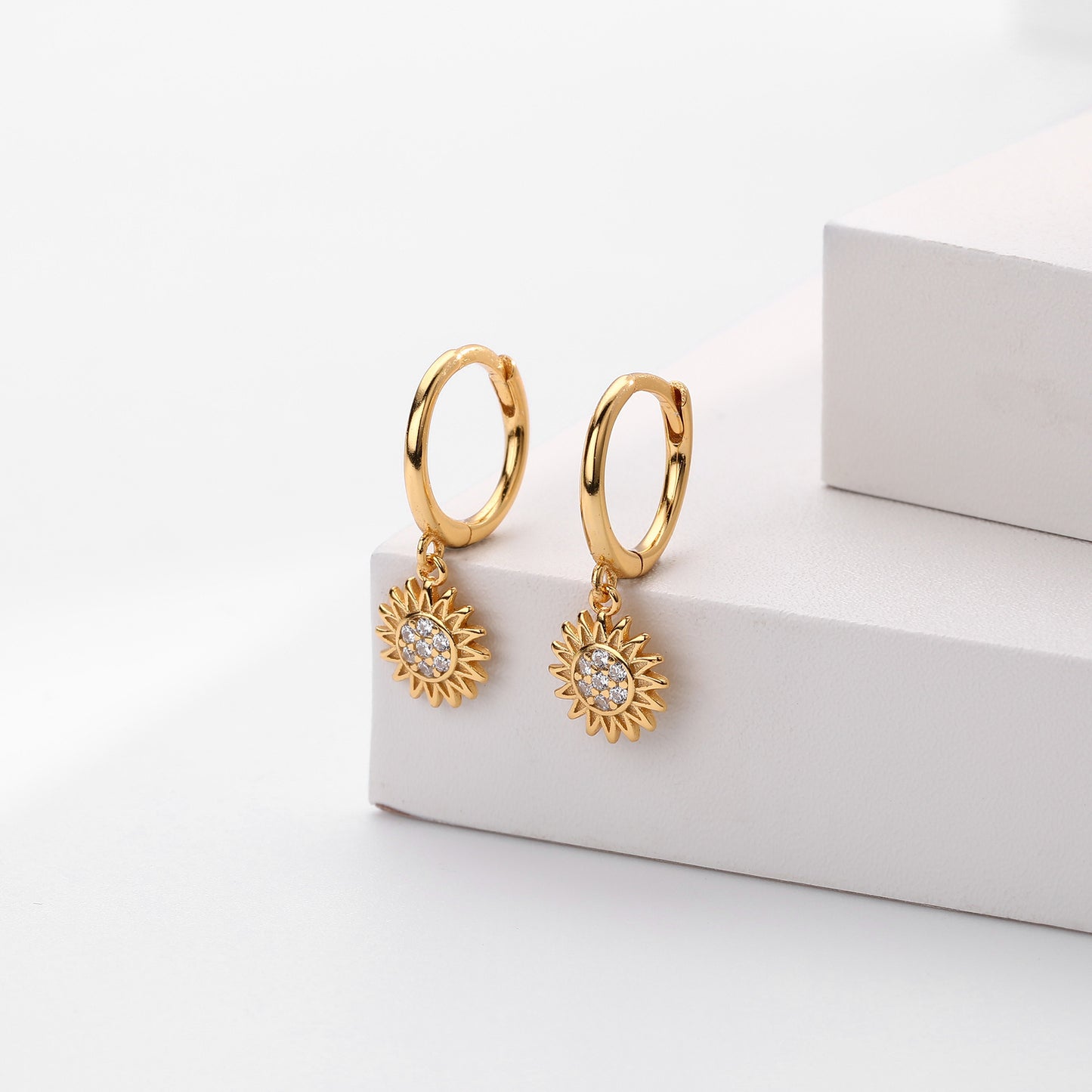 Zircon Sunflower Hoops