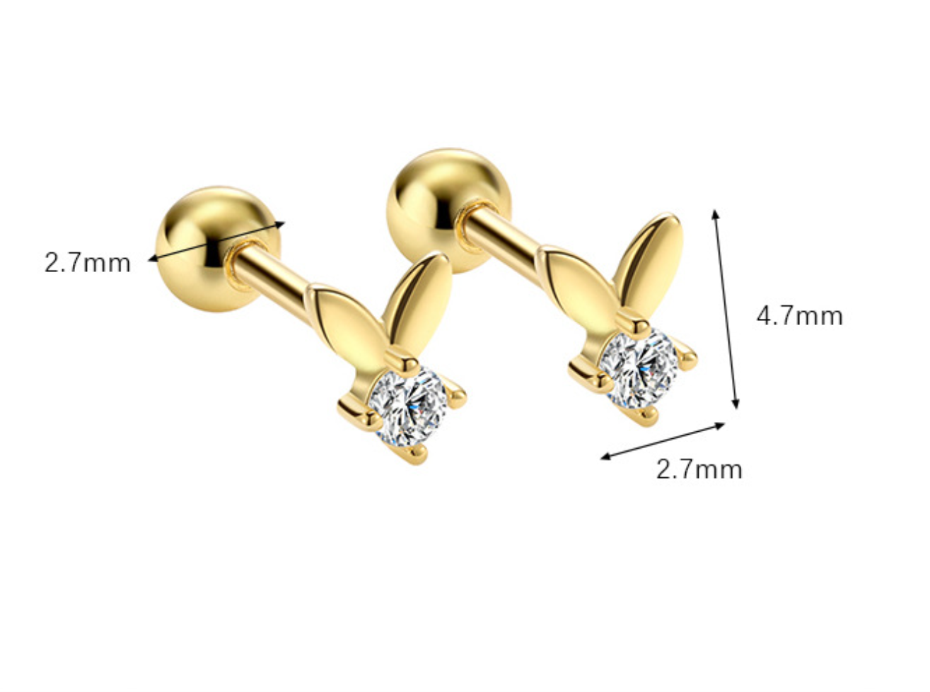 A34   Rabbit Zircon Studs