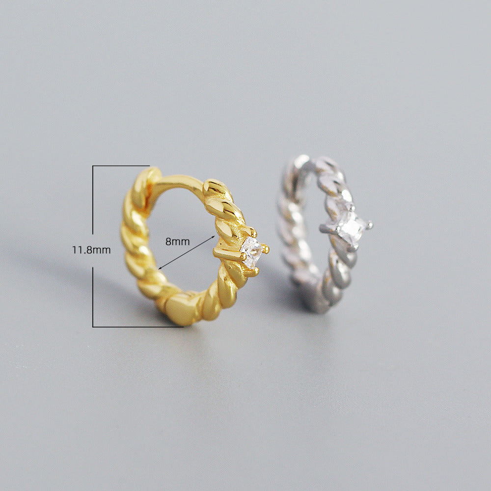 B45  Twist Zircon Hoops