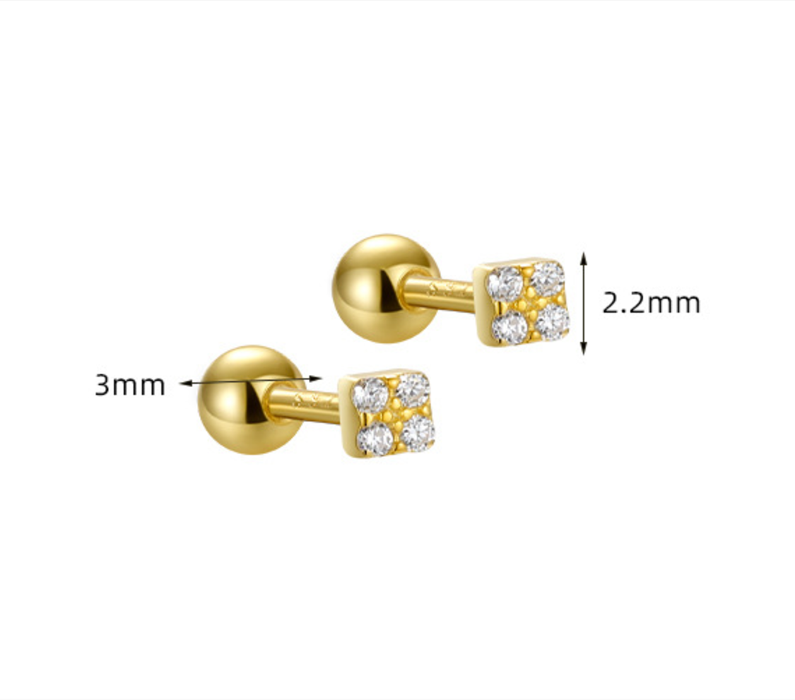 A45  Square Zircon Studs