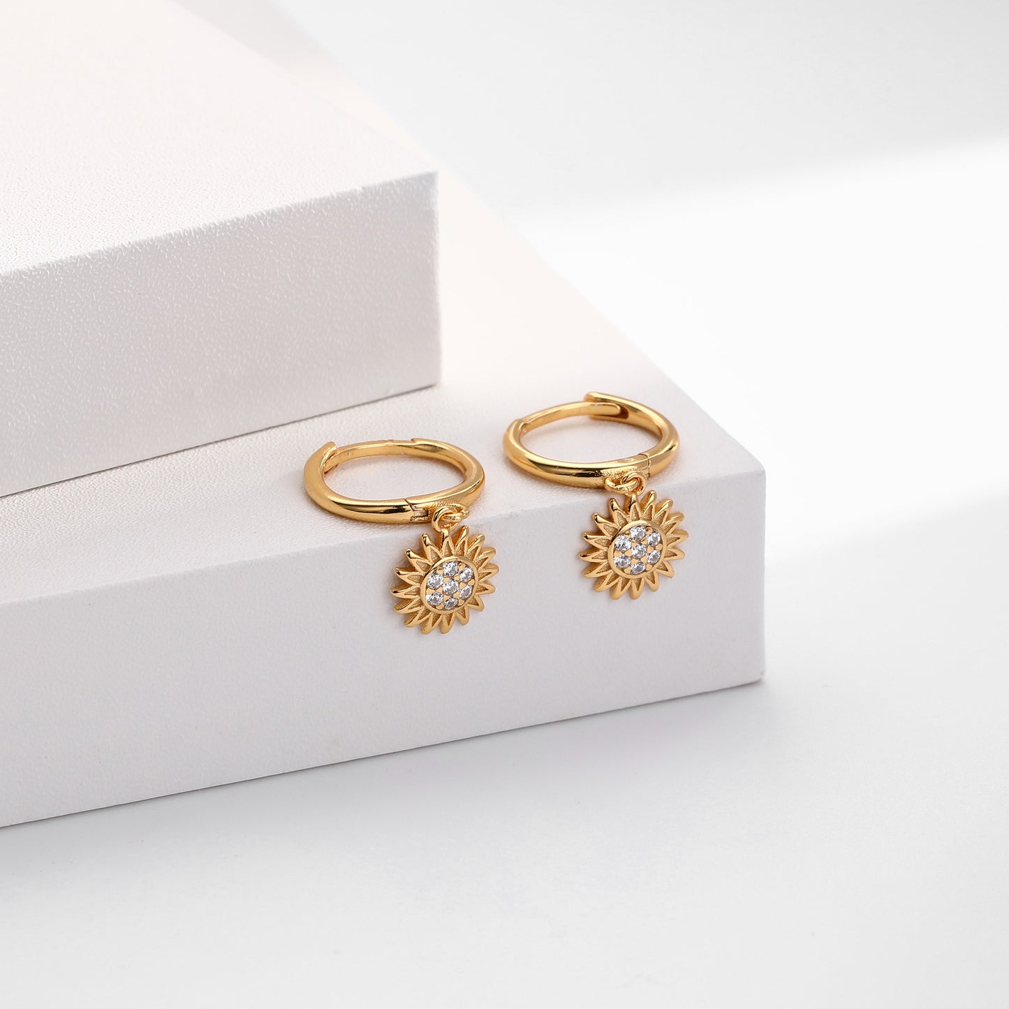 Zircon Sunflower Hoops