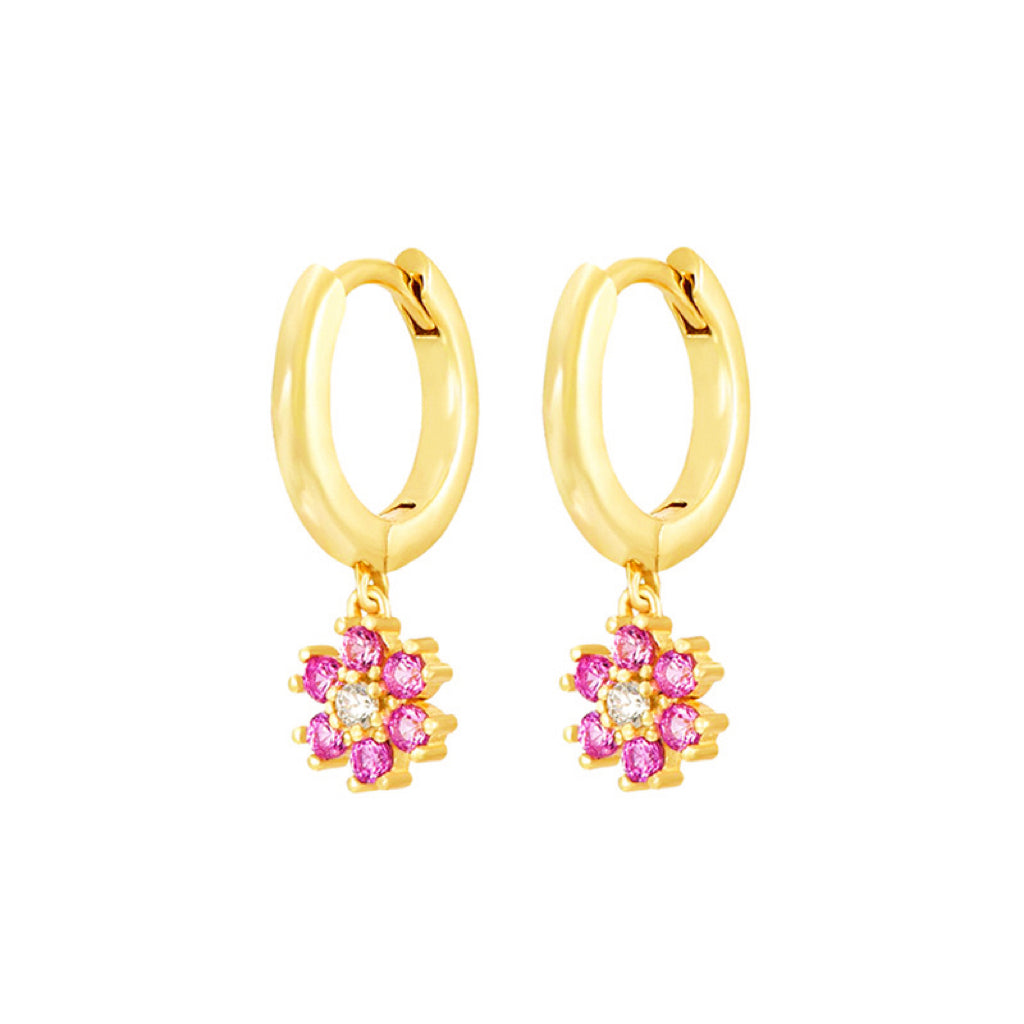 Flower Zircon Pendant Earrings