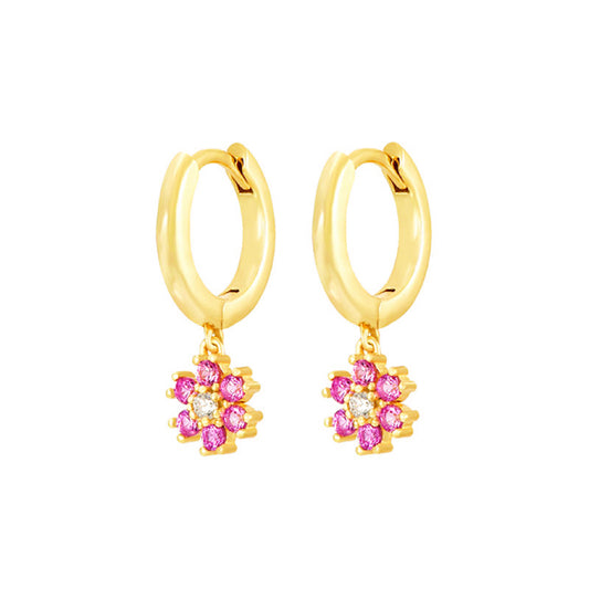 Flower Zircon Pendant Earrings