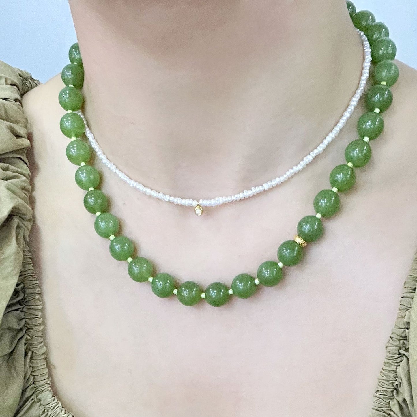 Green Quartz Beaded Necklace