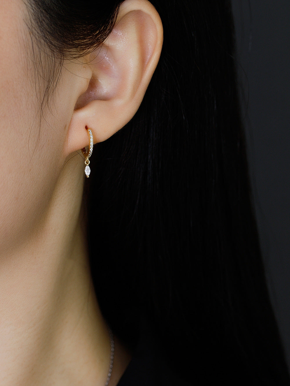 Zircon Marquise Drop Hoops