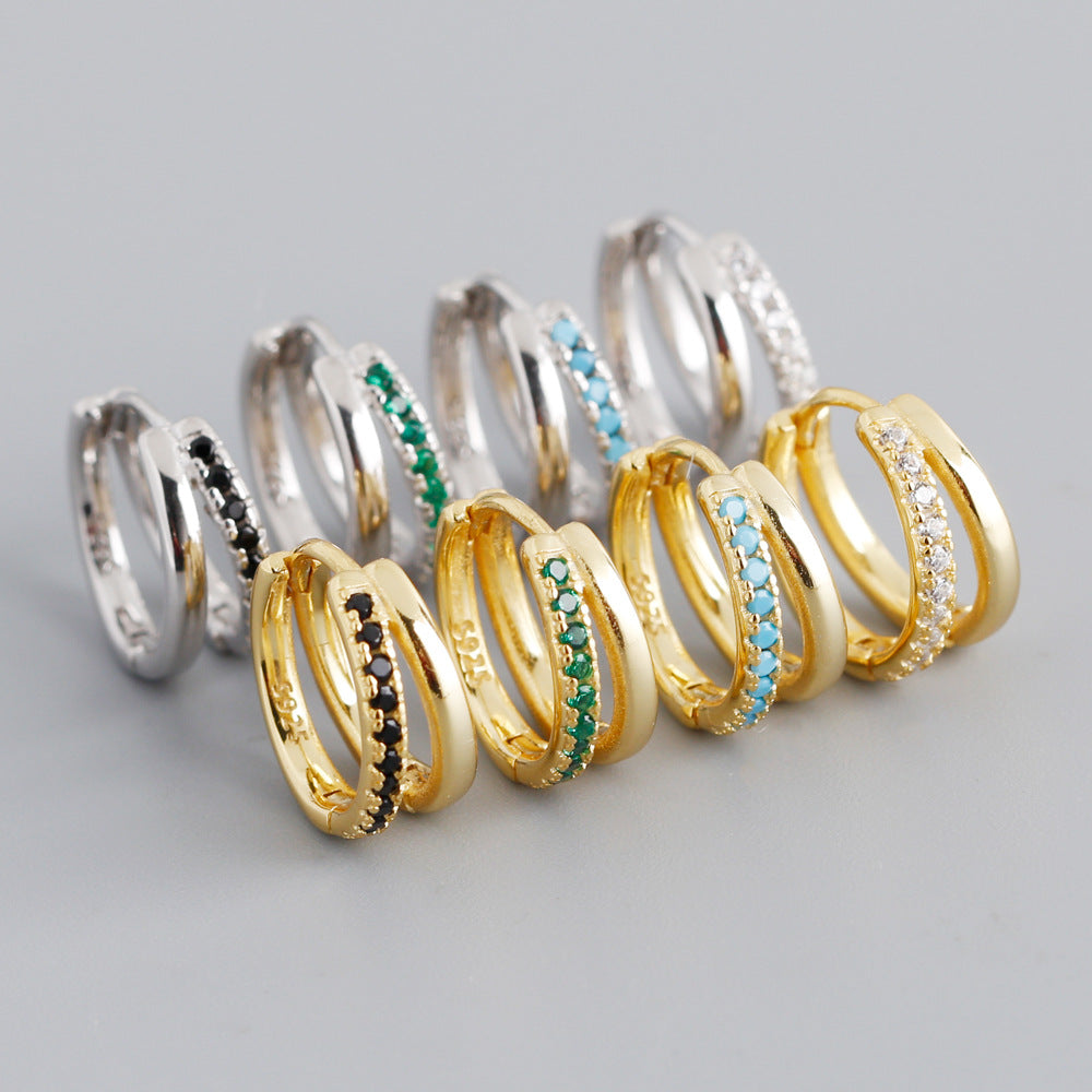 B26  Colored Zirconia Double Hoops