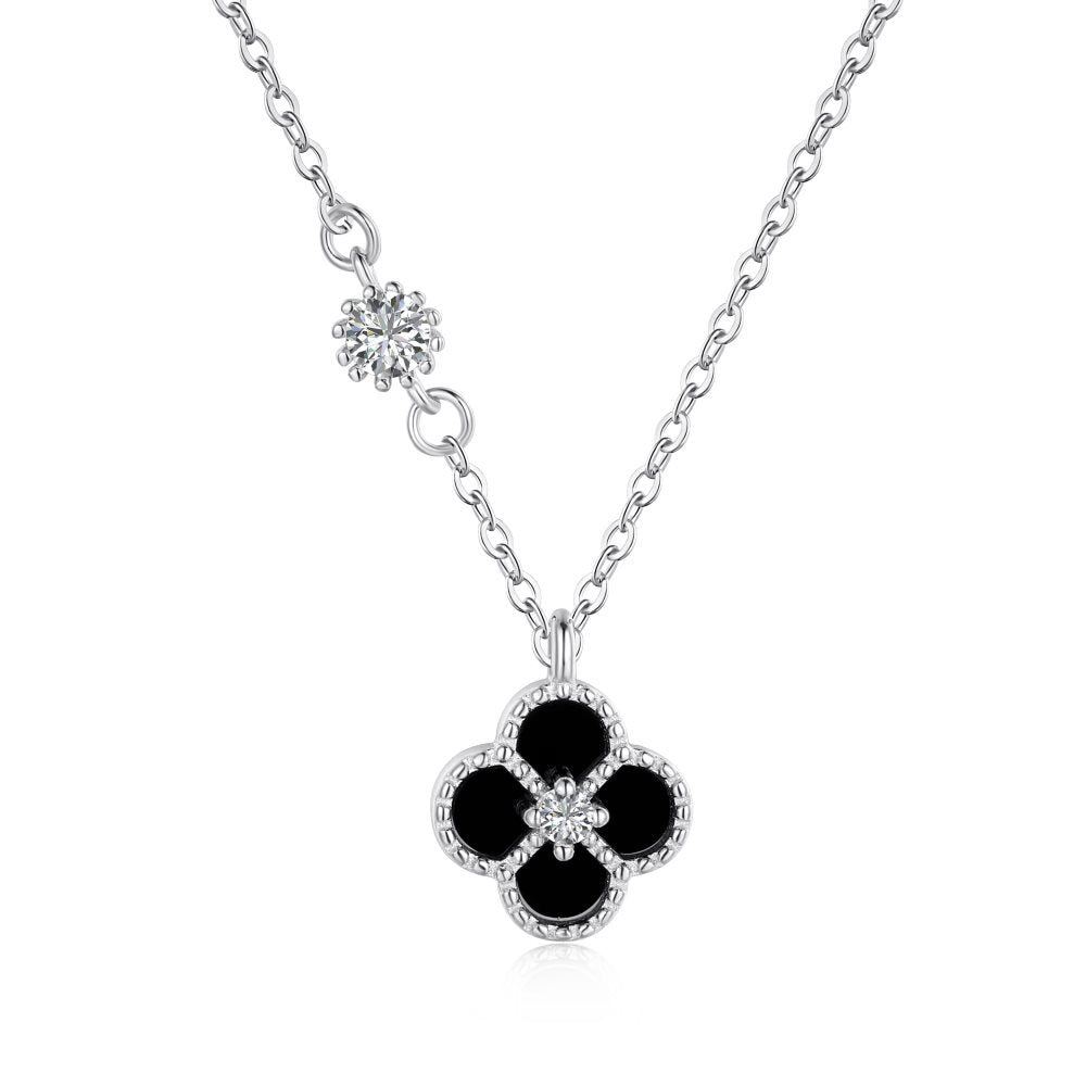 S925 Sterling Silver Necklace Four-leaf Clover Bone Chain