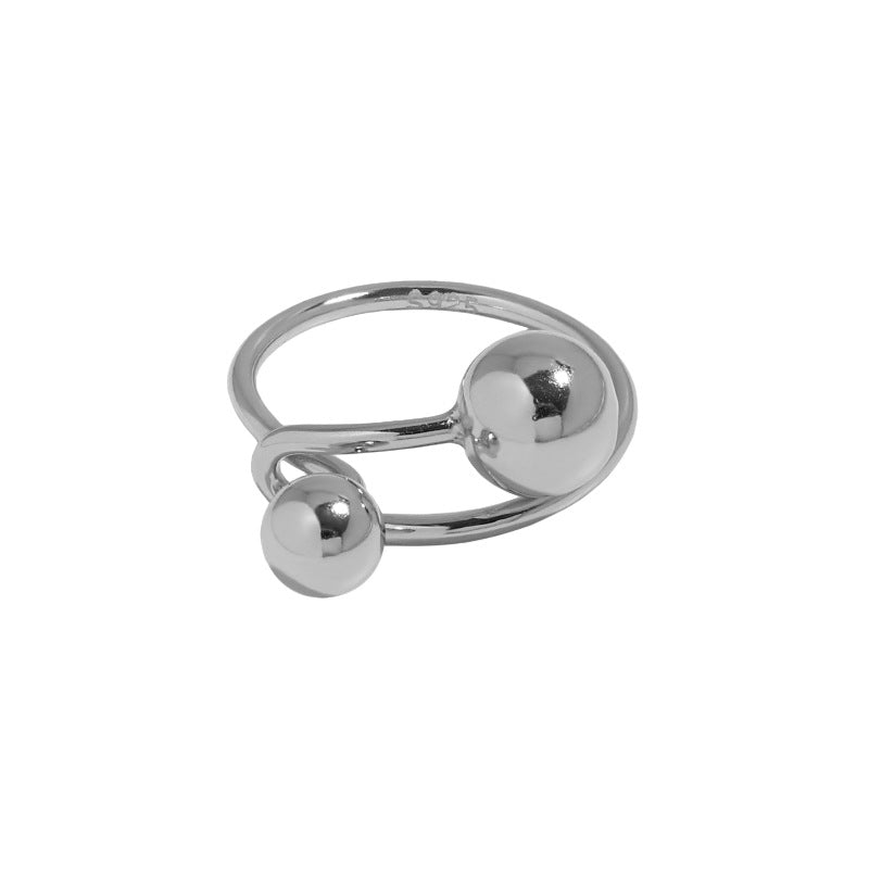 Ball Glossy Texture S925 Sterling Silver Open Rings