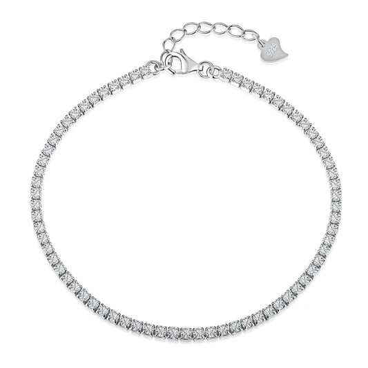 S925 Sterling Silver Bracelet 2.3.4MM Single Row Diamond Zircon Full Diamond