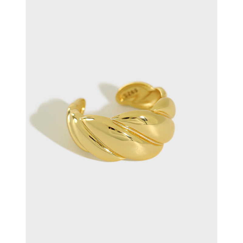 Glossy Twist Sterling Silver Rings 18K Gold Plated