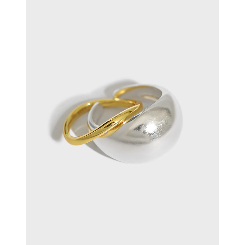 Glossy Stackable Sterling Silver Open Ring 18K Gold Plated