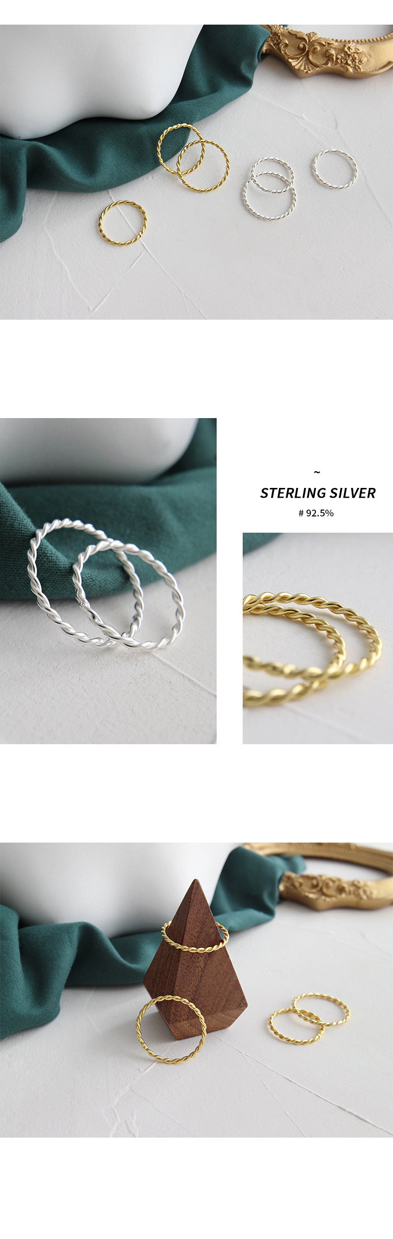 Two-strand Twist  Thin Ring 18k Gold Plated Sterling Silver