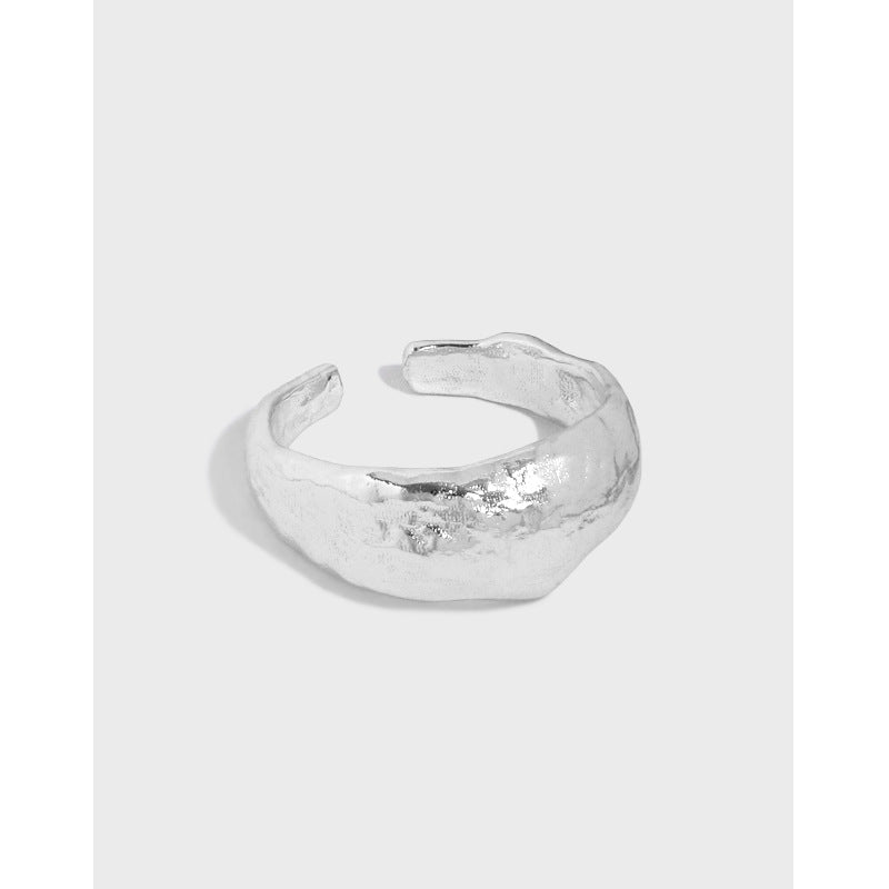 Irregular Surface Texture S925 Sterling Silver Open Ring