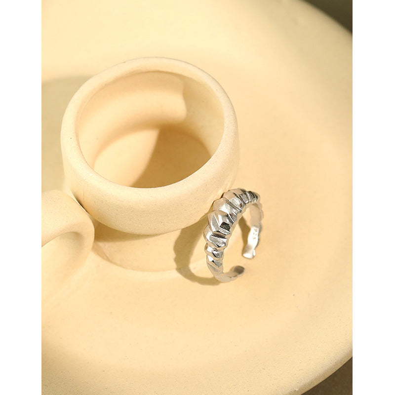 Wide Face Gear Opening S925 Sterling Silver Rings