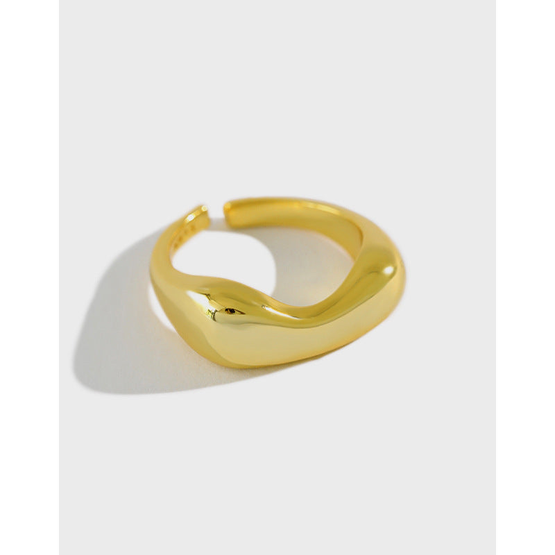 Irregular Glossy Open Rings 18K Gold Plated Sterling Silver