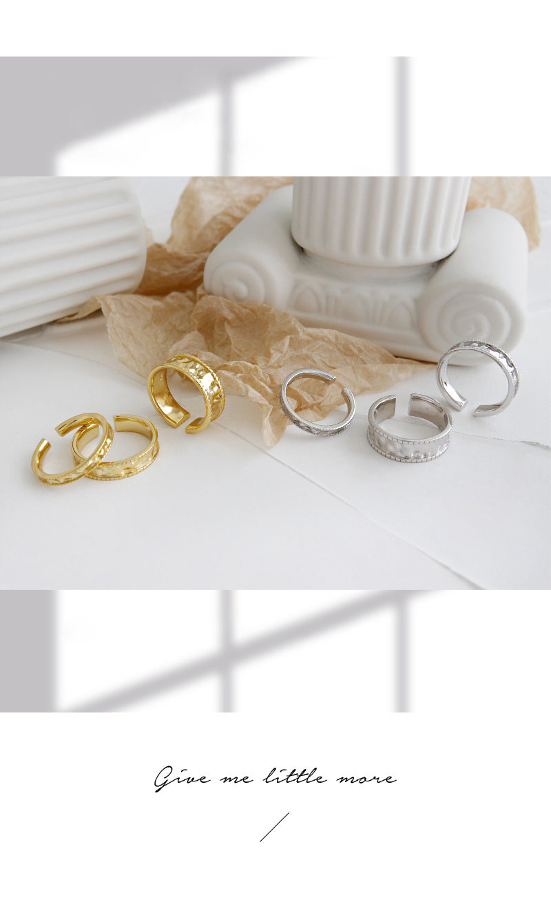 Pleated Personalized Versatile Open 18K Gold Plated Sterling Silver Rings