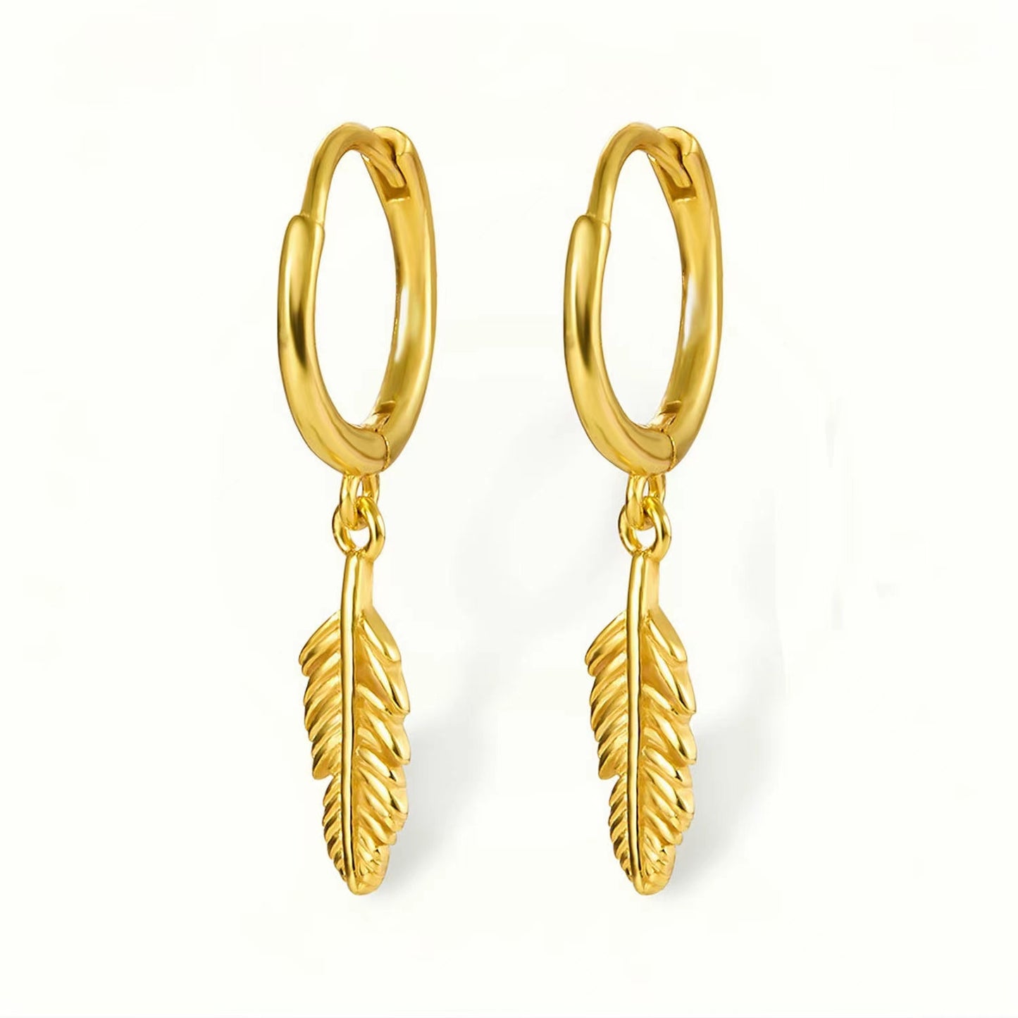 B12  Feather Drop Hoops