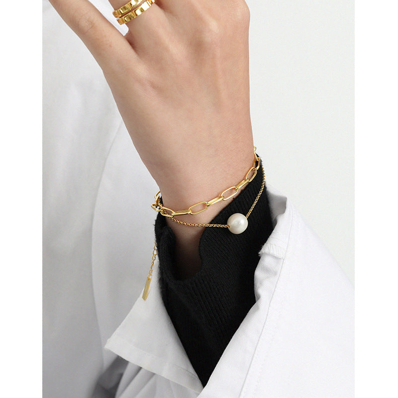 Chain Bracelets 18K Gold Plated Sterling Silver