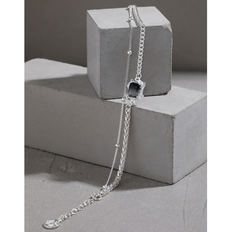 Luxury Design Double-layer Chain Inlaid with Synthetic Tourmaline