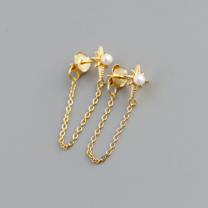 A9 Shell Pearl Chain Studs