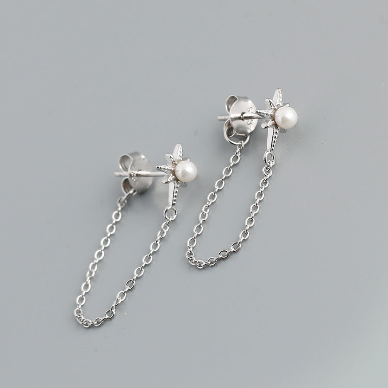 A9 Shell Pearl Chain Studs