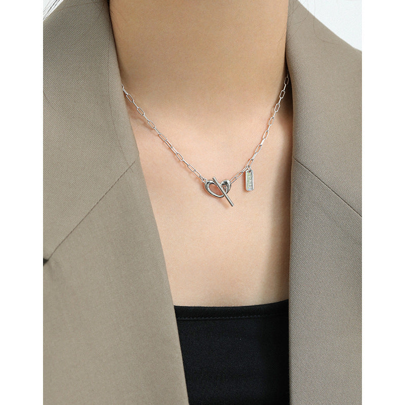 English Square Love S925 Sterling Silver Necklace