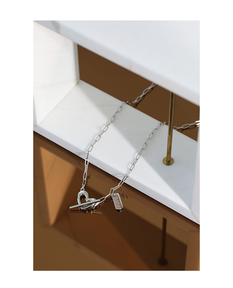 English Square Love S925 Sterling Silver Necklace