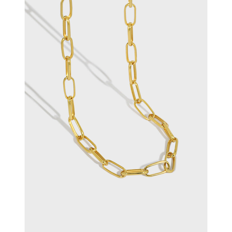 Chain Choker Sterling Silver Necklace 18K Gold Plated Sterling Silver