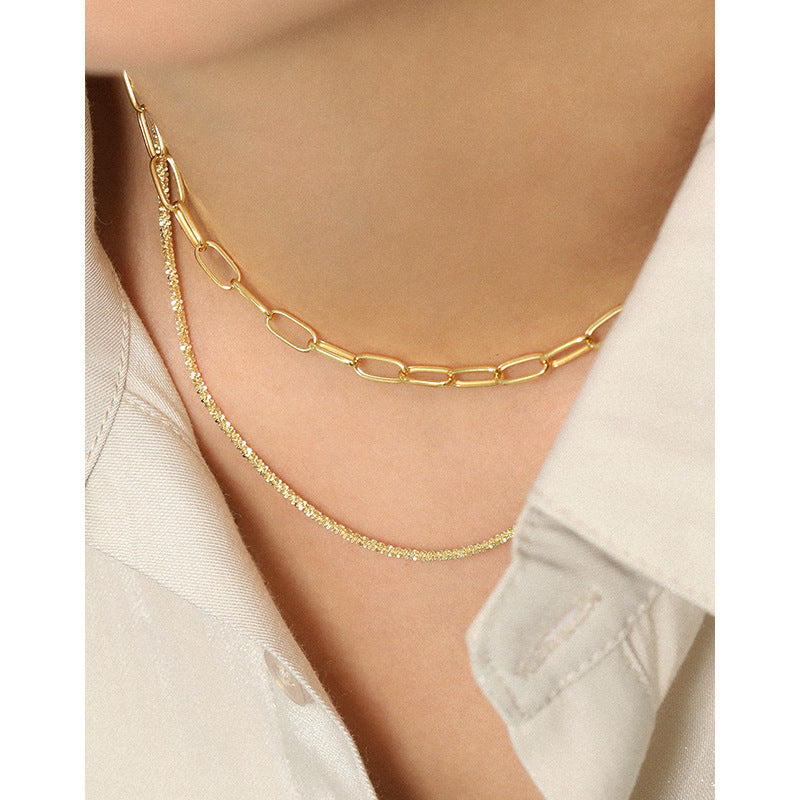 Chain Choker Sterling Silver Necklace 18K Gold Plated Sterling Silver